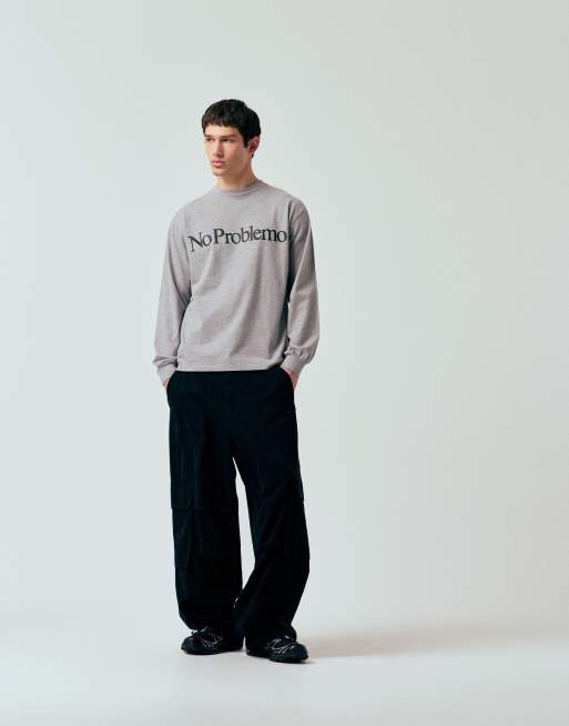 No Problemo 100% cotton large logo sweatshirt in grey marl, 2 of 5