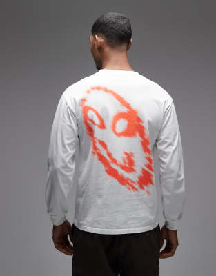 No Problemo 100% Cotton Long Sleeve T-shirt With Smile Away Back Print In White