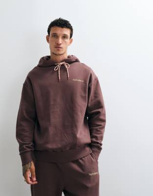 No Problemo 100% Cotton Mini Logo Hoodie Co-ord In Brown