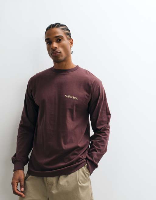 No Problemo 100% cotton mini logo long sleeve t-shirt in brown, 2 of 5