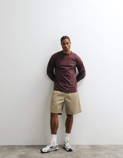 No Problemo 100% cotton mini logo long sleeve t-shirt in brown, 3 of 5