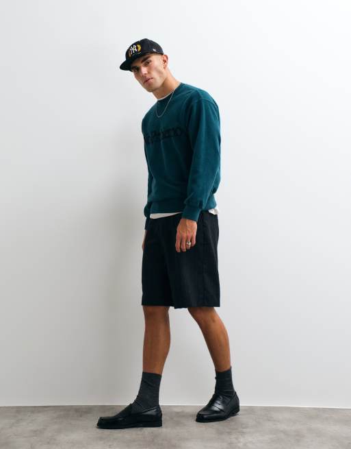 No Problemo 100% cotton reverse fleece sweatshirt with large front logo in teal, 2 of 5