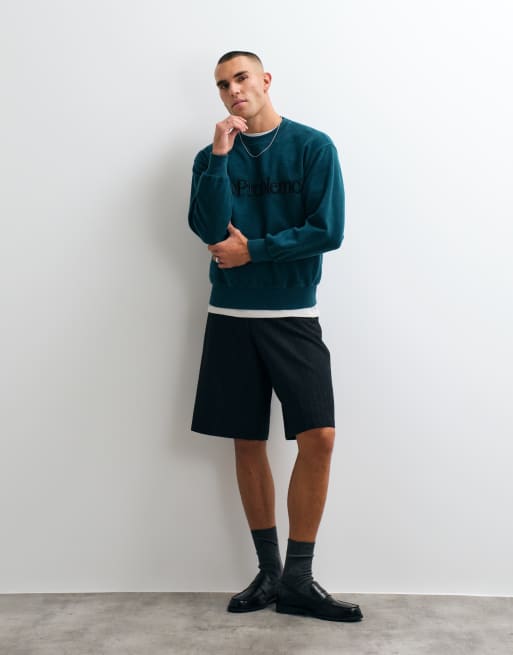 No Problemo 100% cotton reverse fleece sweatshirt with large front logo in teal, 5 of 5