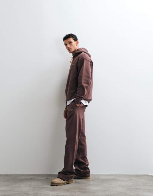 No Problemo 100% cotton straight leg logo joggers co-ord in brown, 5 of 5