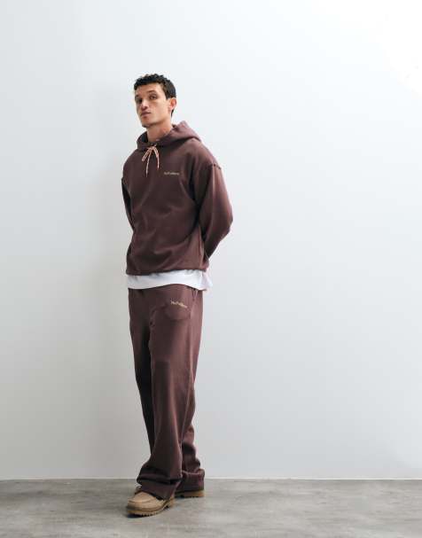 No Problemo 100% cotton straight leg logo trackies in brown (part of a set) - view 1