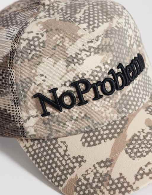 No Problemo 100% cotton tree-like printed logo trucker cap in light sand, 2 of 3
