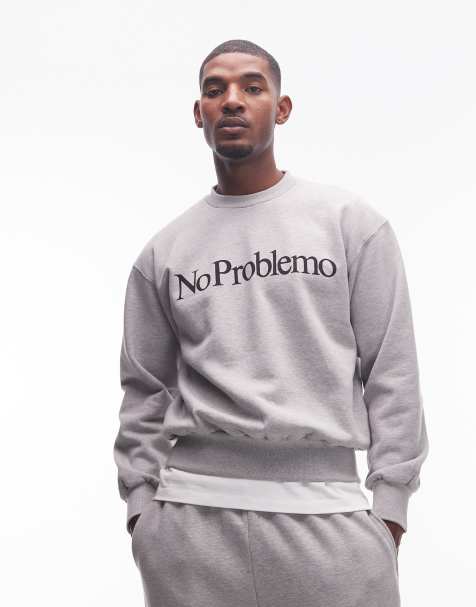No Problemo – Baumwoll-Sweatshirt in meliertem Grau mit Logo - view 1