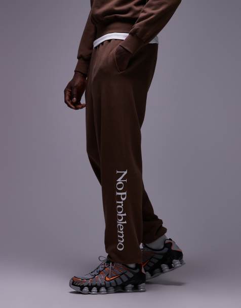No Problemo logo cotton joggers in chocolate brown
