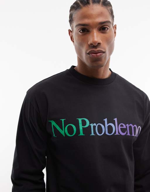 No Problemo - Camiseta negra de manga larga con logo en contraste 100% de algodón, 3 de 5