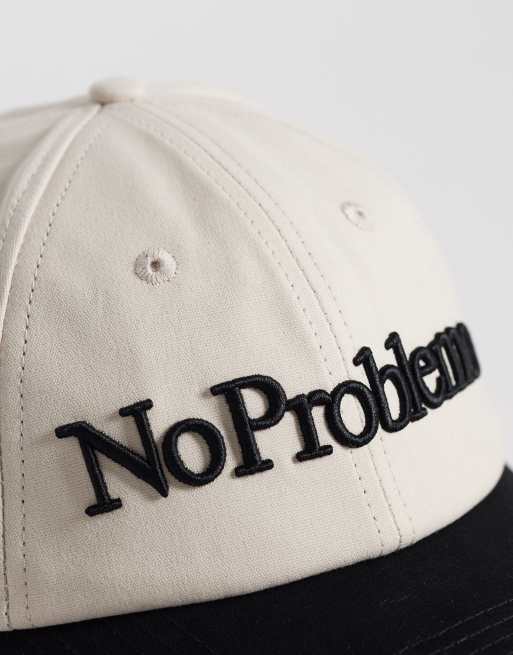 No Problemo - Casquette en coton à visière contrastante avec logo - Blanc et noir, 3 de 3