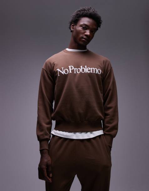 No Problemo - Chokoladebrune sweatshirt i bomuld med logo - view 1