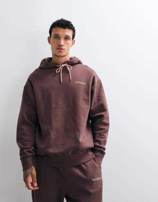 No Problemo - Conjunto marrón de joggers y sudadera con capucha y logo pequeño de 100% algodón, 2 de 2