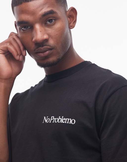 No Problemo – Czarny bawełniany T-shirt z małym logo, 5 z 5