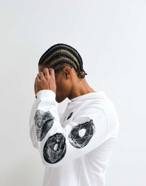No Problemo - Dropa - T-shirt van 100% katoen met lange mouwen en grafisch detail op de mouw in wit - view 1