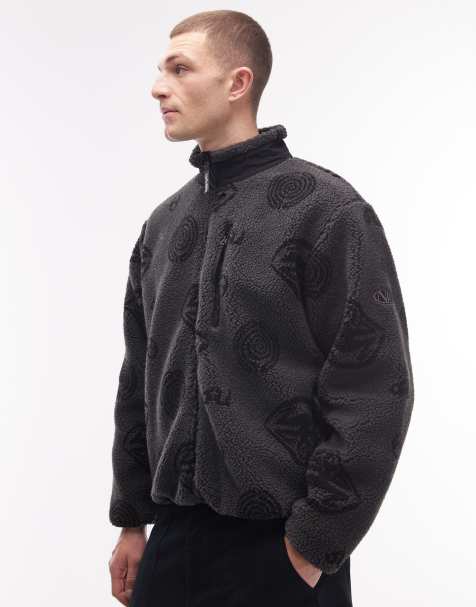 No Problemo – Fleecejacke in Schwarz mit durchgehendem Weltall-Print und doppeltem Reißverschluss - view 1