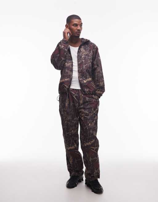 No Problemo - Glitch - Ensemble veste en nylon à capuche et pantalon - Imprimé camouflage réaliste foncé