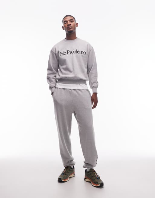 No Problemo - Gråmeleret bomulds-sweatshirt med logo, 2 af 5