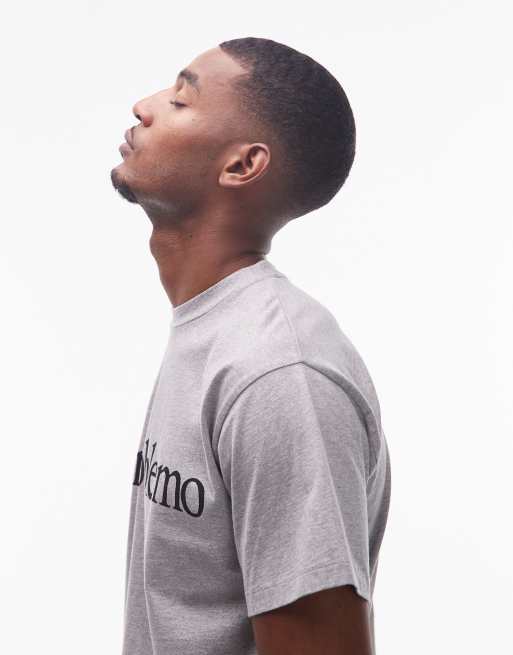 No Problemo - Gråmeleret bomulds-T-shirt med logo, 3 af 5