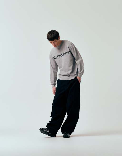 No Problemo - Gråmeleret sweatshirt med stort logo i 100% bomuld, 4 af 5