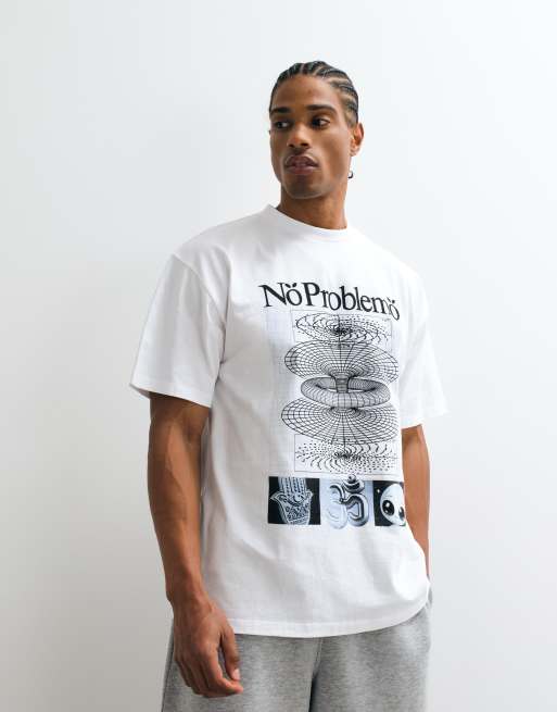 No Problemo - Hvid T-shirt i 100% bomuld med print bagpå, 5 af 5