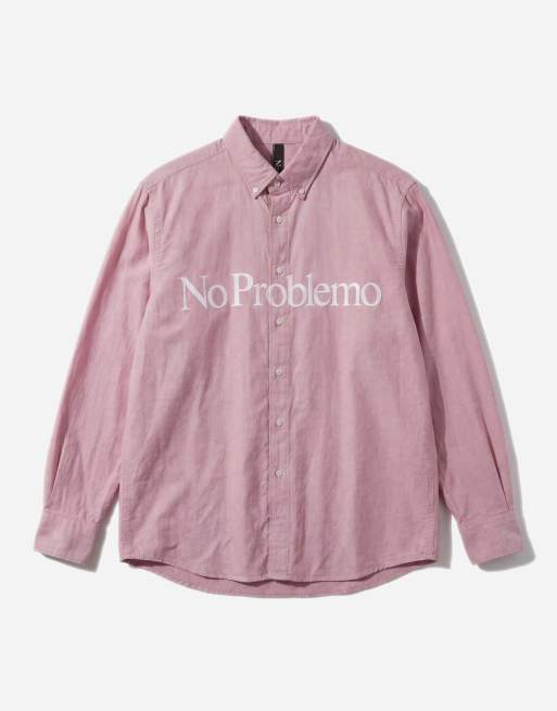 No Problemo – Langärmliges Oxford-Hemd in Rot mit Logodetail, 6 von 12