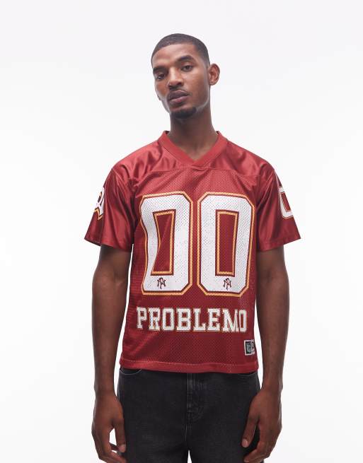 No Problemo large motif sports top in red