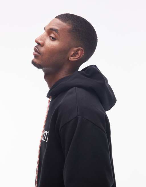 No Problemo logo cotton hoodie with contrast drawstrings in black, 5 of 5