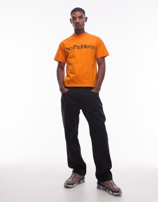No Problemo logo cotton t-shirt in orange, 2 of 5