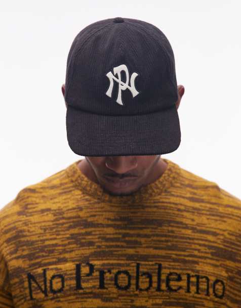 No Problemo logo detail corduroy cap in black - view 1