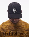 [No Problemo] No Problemo logo detail corduroy cap in black One Size BLACK