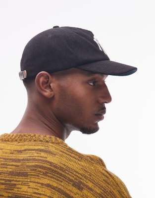 No Problemo logo detail corduroy cap in black | ASOS