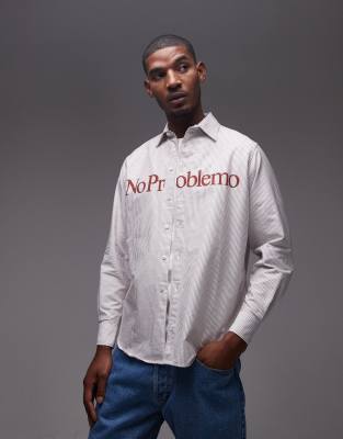 No Problemo No Problemo logo detail long sleeve oxford shirt in red stripe