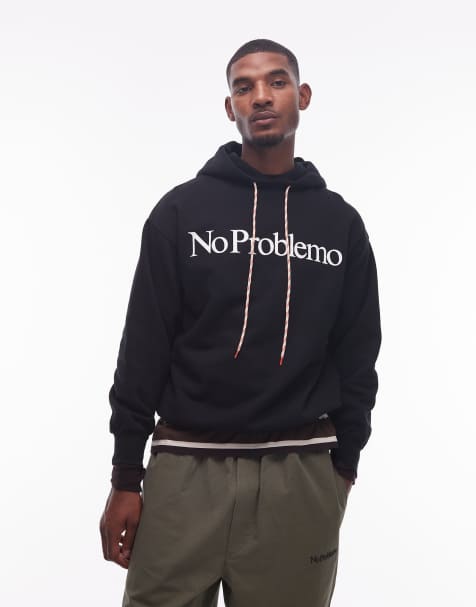No Problemo logo hoodie with contrast drawstrings in black - view 1