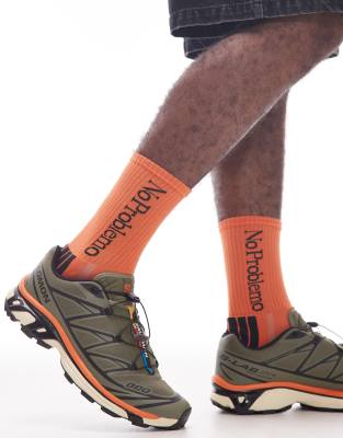 No Problemo No Problemo logo stripe socks in orange