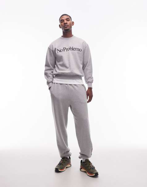 No Problemo logo sweatshirt & sweatpants set in gray - view 1