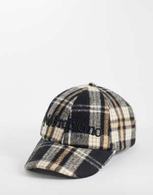No Problemo logo wool cap in black check