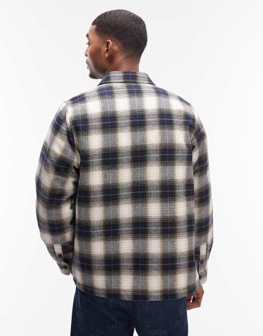 No Problemo – Marinblårutig overshirt i flanell med quiltat foder, 3 av 5