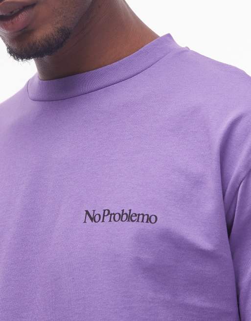 No Problemo mini logo long sleeve cotton t-shirt with back print in lilac, 5 of 5