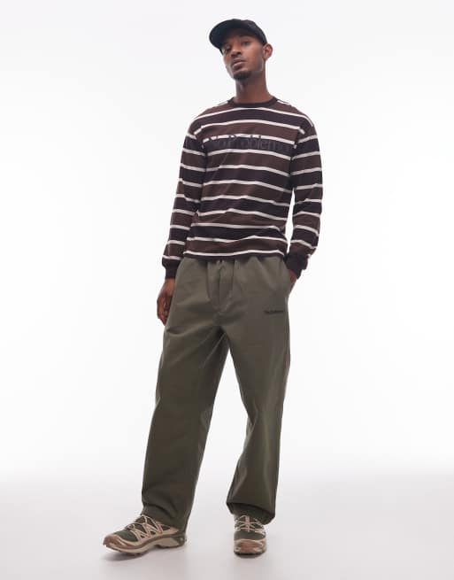 No Problemo mini logo ripstop work pants in khaki