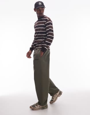 No Problemo Mini Logo Ripstop Work Pants In Gray