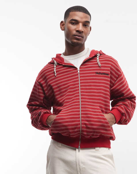 No Problemo mini logo zip up hoodie in red stripe - view 1