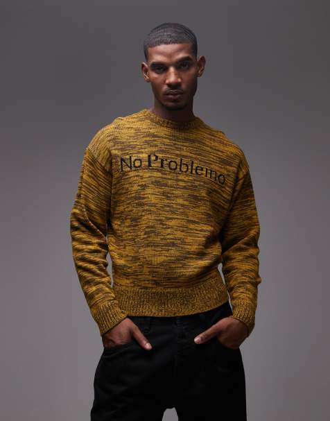 No Problemo Mosca crew neck logo knit sweater in brown mix - view 1