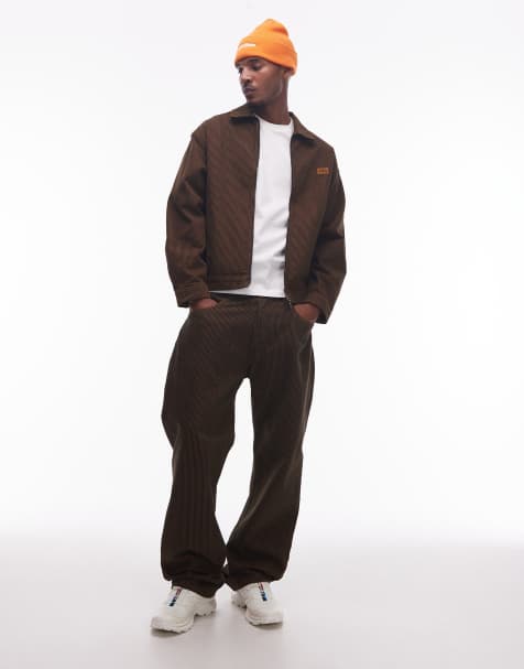 No Problemo nayoka baggy cotton jeans co-ord in brown stripe - view 1
