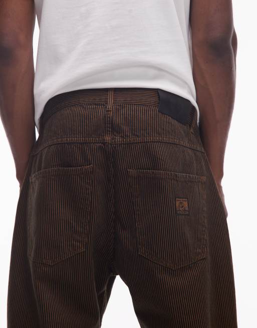 No Problemo nayoka baggy cotton jeans co-ord in brown stripe, 5 of 5