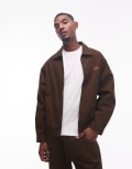 [No Problemo] No Problemo Nayoka zip through harrington jacket in brown stripe (part of a set) XS BROWN