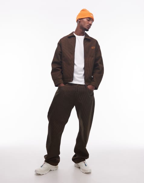 No Problemo nayoka zip through jacket co-ord in brown stripe - view 1