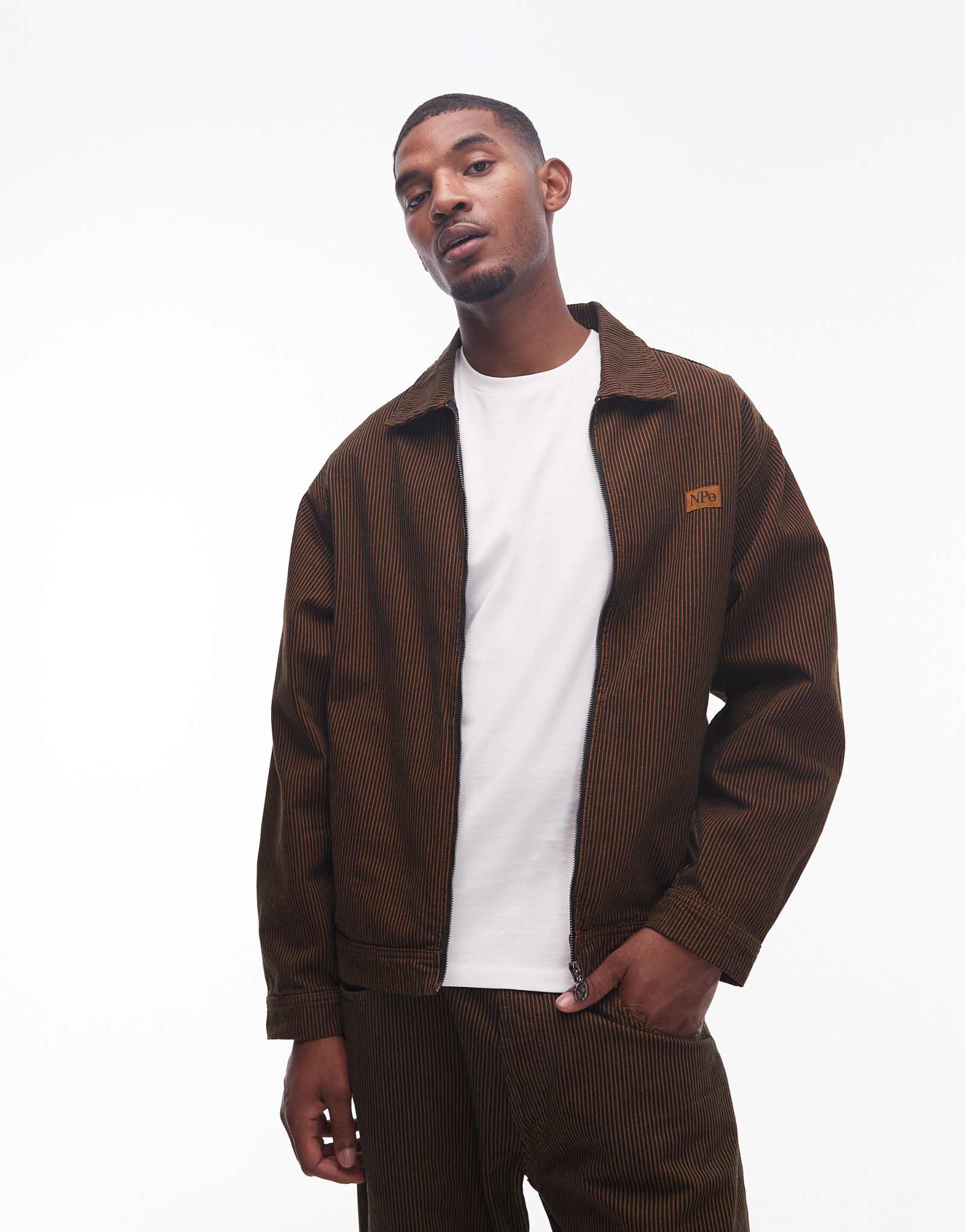 Куртка harrington на молнии No Problemo nayoka в коричневую полоску - часть комплекта