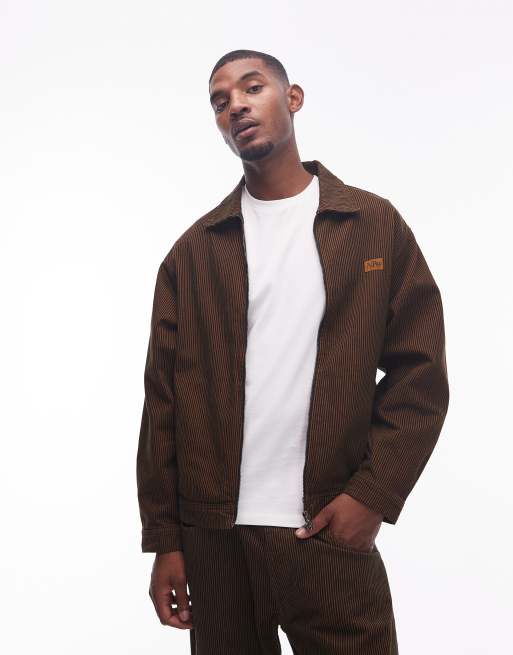 No Problemo nayoka zip up jacket in brown stripes - part of a set