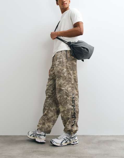 No Problemo nylon straight leg tree-like printed trousers in sand - view 1