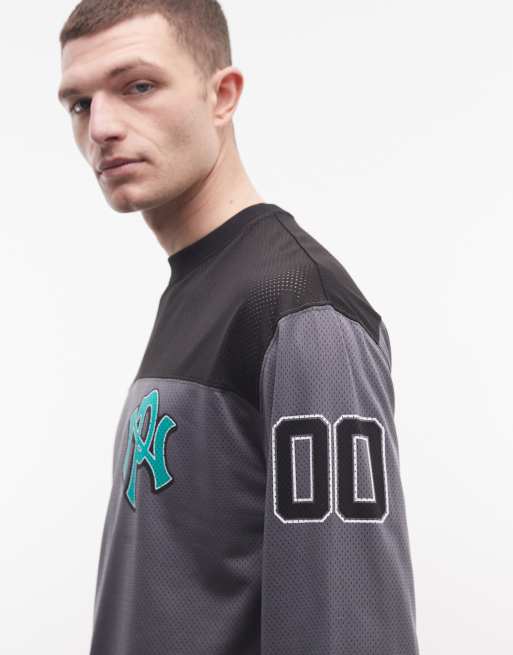No Problemo NYP long sleeve sports jersey with logo back print in charcoal, 2 of 5
